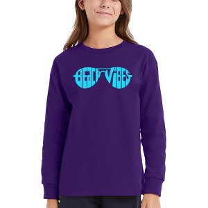 LA Pop Art Beach Vibes - Girl's Word Art Long Sleeve T-Shirt - 1 of 4