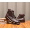 Santimon Men's Lace-Up Work Boots, Round Toe, Side Zipper, Anti-Slip Casual Ankle Hiking Boots Dark Brown - 3 of 4