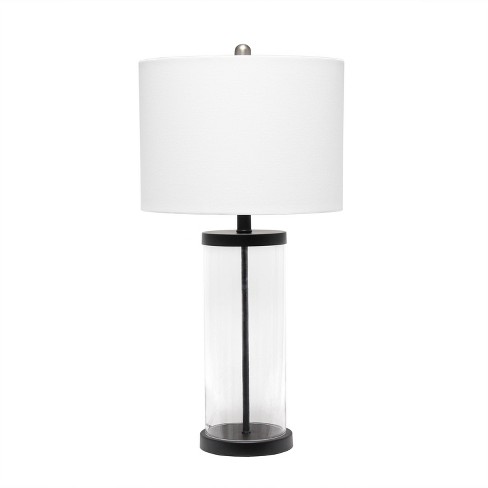 Entrapped Glass Table Lamp With Fabric, Glass Table Lamp With Black Shade
