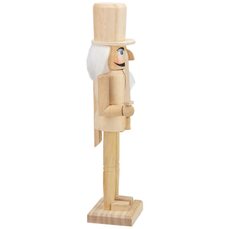 Northlight 15" Unfinished Paintable Wooden Christmas Nutcracker with Sword, 4 of 6