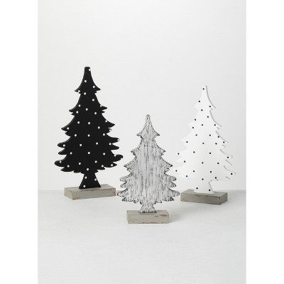 Sullivans Wooden Tabletop Trees Set of 3, 16"H, 14"H & 12"H Black