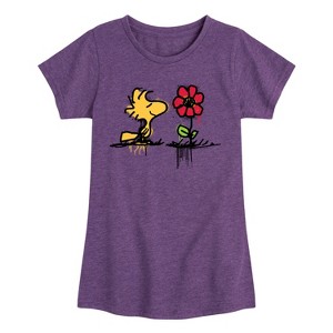 Girls' - Peanuts - Woodstock Rose Fitted Short Sleeve Graphic T-Shirt - 1 of 4
