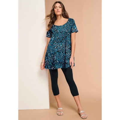 Roaman's Plus Size Cotton Ultimate Scoopneck Swing Tunic
