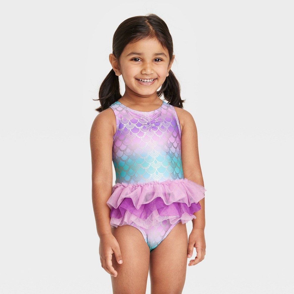 Toddler Girls' Mermaid One Piece Swimsuit - Cat & Jack™ Purple 12M
