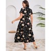 Plus Size Shirt Dress Women Summer Short Sleeve Maxi Dress with Belt Side Slit - 3 of 4