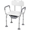 HOMCOM 3-in-1 Shower Chair with Back and Arms, Height Adjustable Bedside Commode, Raised Toilet Seat for Seniors, Disabled - 4 of 4