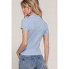 Slickblue Women's Short Sleeve Polo Top, Rib Knit Fitted Shirt with Line Detail, Light Blue, Size S-L - 3 of 4