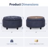 Round Fabric Storage Ottoman with Reversible Tray Lid – 3-in-1 Footrest, Hidden Storage, Small Coffee Table – 25”x25” - 2 of 4