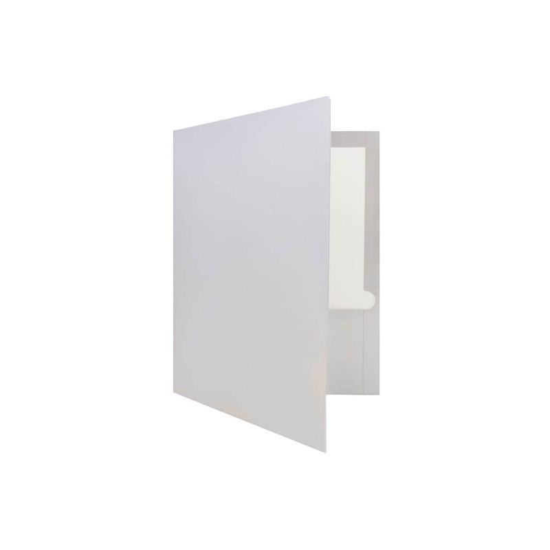 JAM Paper Laminated Two-Pocket Glossy Presentation Folders Silver 385GSID, 4 of 10