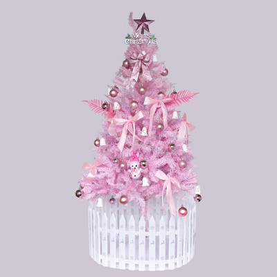 TopComfy Christmas Tree Stand 5ft Slim Pencil Tree with Sturdy Base and Easy Storage, Pink, 25.98"*25.98"*59.06"