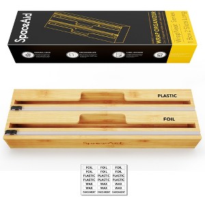 SpaceAid WrapNeat 2 in 1 Wrap Organizer with Cutter and Labels,Compatible with 15" Roll - 1 of 4