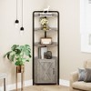 71" Tall Corner Bookshelf with Storage Cabinet, Grey Corner Shelf Rack for Bedroom Living Room Office - 4 of 4