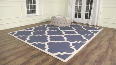 Navy and Ivory Square Hand-Tufted Wool Rug 6' x 6'