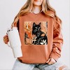 Simply Sage Market Black Cat Fall Leaves Distressed Lightweight Garment Dyed Sweatshirt - 2 of 4