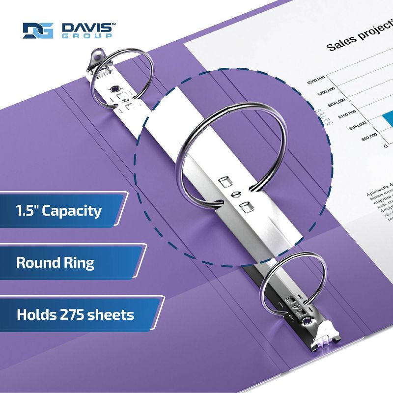 Davis Group 6pk 1.5&#34; Premium Economy Round Ring Binder Purple, 3 of 9