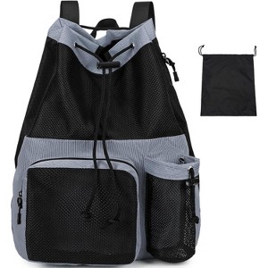Mesh Drawstring Backpack with Shoe Bag, Durable String Sack with Handle for Gym, Beach, and Yoga Travel - 1 of 4