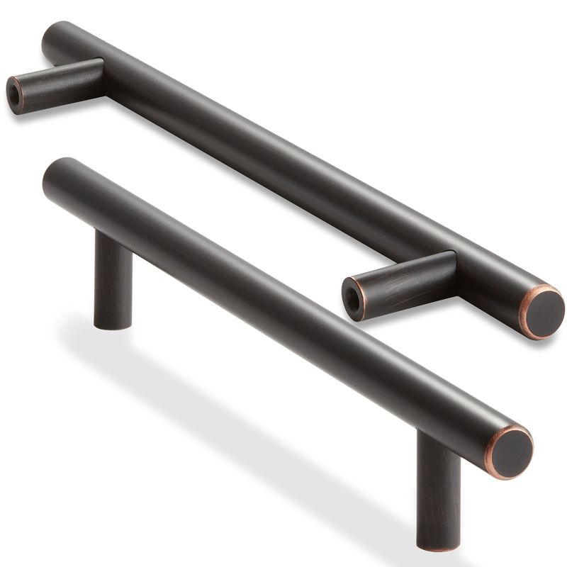 Cauldham Solid Stainless Steel Euro Cabinet Pull Oil Rubbed Bronze (6-1/4" Hole Centers) - 10 Pack, 2 of 8