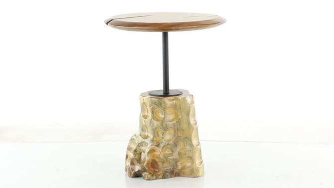 Contemporary Teak Wood Pedestal Accent Table Brown - Olivia &#38; May, 2 of 8, play video