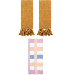 REGALWOVEN 3 Packs Cotton Absorbent Soft Decorative Bathroom Hand Towel Set - 1 of 4