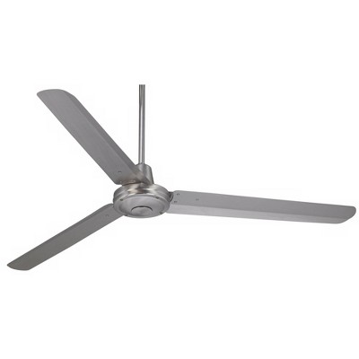 60" Casa Vieja Industrial Ceiling Fan with Remote Control Brushed Steel Damp Rated for Patio Porch