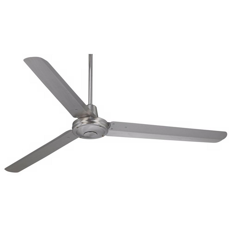 60" Casa Vieja Turbina DC Modern Industrial Indoor Outdoor Ceiling Fan with Remote Control Brushed Nickel Damp Rated for Patio Exterior House Porch, 1 of 10