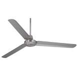 60" Casa Vieja Turbina DC Modern Industrial Indoor Outdoor Ceiling Fan with Remote Control Brushed Nickel Damp Rated for Patio Exterior House Porch