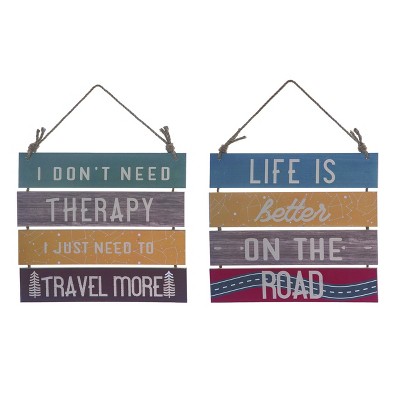 Transpac MDF Travel Hanging Wall Decor Set of 2 Spring Home Decorations