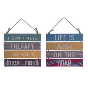 Transpac MDF Travel Hanging Wall Decor Set of 2 Spring Home Decorations - 1 of 1