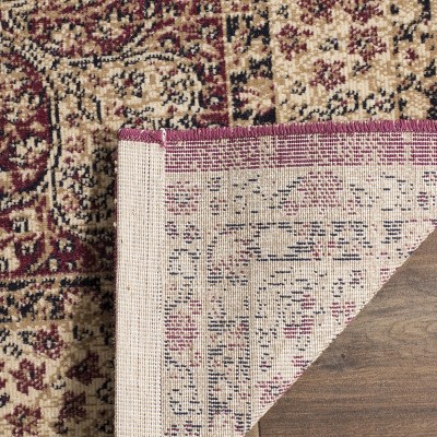 Red and Cream Rectangular Wool Persian Area Rug