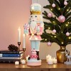 LuxenHome Lighted Nutcracker Pink Soldier with Cake, Battery Operated Holiday Decoration - 2 of 4