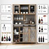 70'' Coffee Bar Cabinet - Farmhouse Wine Bar Cabinet with Storage Shelves 6-Bottle Wine Rack & 12 Stemware Slots Sliding Barn Doors Buffet Cabine - 3 of 4