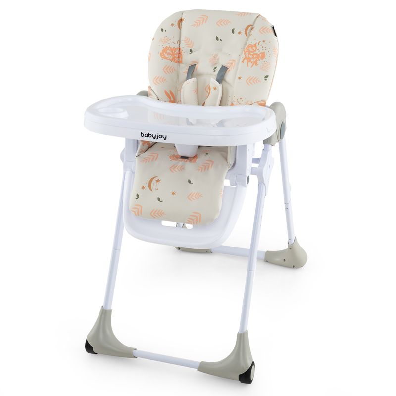 Infans Baby High Chair with 7 Height & 3 Footrest Adjustable Cup holder 2 Wheels, 1 of 11