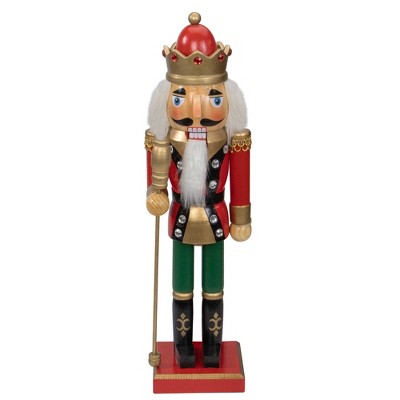 Northlight 14" Red and Gold Wooden Christmas Nutcracker King with Scepter