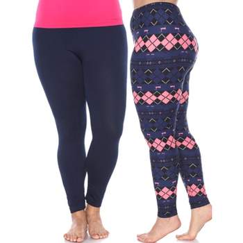 Women's Pack Of 3 Plus Size Leggings Blue One Size Fits Most Plus - White  Mark : Target