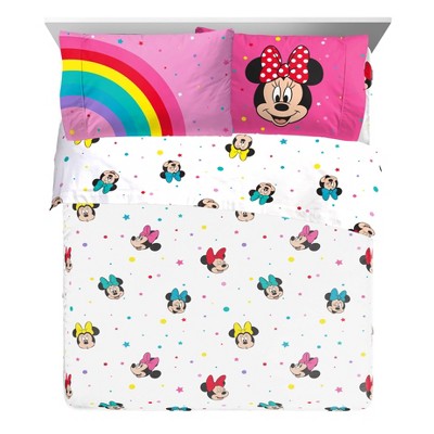 Minnie Mouse Rainbow Dots Full Microfiber Sheet Set