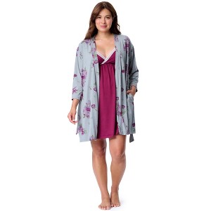 Motherhood Maternity Women's Maternity Robe and Nursing Chemise Sleep Set - 1 of 4