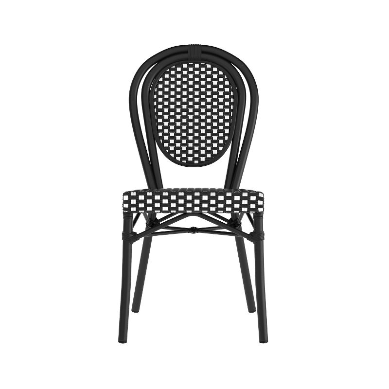 Flash Furniture Lourdes Indoor/Outdoor Commercial Thonet French Bistro Stacking Chair, PE Rattan and Aluminum Frame, 4 of 14