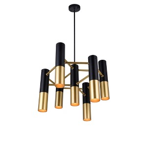 CWI Lighting Anem 7 Light Down Chandelier With Matte Black & Satin Gold Finish - 1 of 2