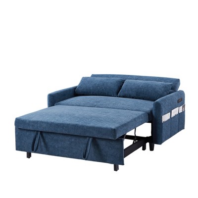 AZL1 Life Concept Sofas Pull Out Sleep Bed Loveseats Sofa Couch with Backrest for Living Room, Bedroom, Apartment, Office, Blue, 55.1"*36.2"*31.5"