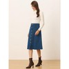 Allegra K Women's High Waist Solid Button Front A-Line Belted Corduroy Midi Skirt - 3 of 4