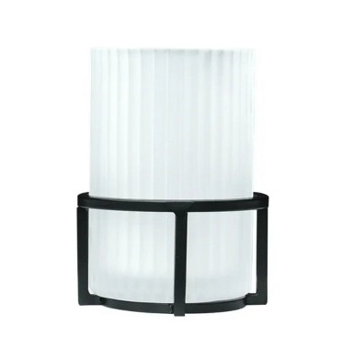 LunaLulinlk Ribbed Glass and Metal Toothbrush Holder, White
