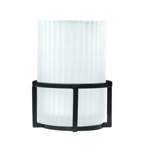 LunaLulinlk Ribbed Glass and Metal Toothbrush Holder, White - 1 of 4