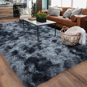 Tie-Dyed Gray Shag Rug, Ultra Soft 1.7" Plush, Non-Slip, 100% Polyester for Bedroom or Living Room - 1 of 4
