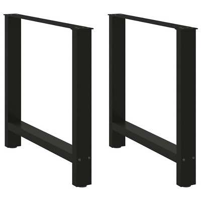 vidaXL Black Steel Coffee Table Legs 2 pcs - Sturdy Adjustable Height Table Base for Living Room/Office/Lounge