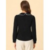 INSPIRE CHIC Women's Peter Pan Collar Crochet Trim Long Sleeve Work Office Blouse - 4 of 4