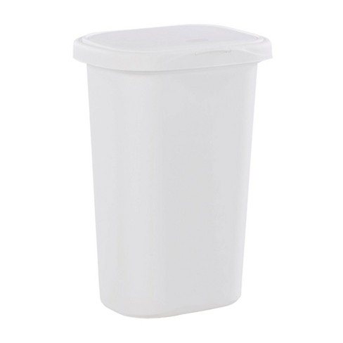 Rubbermaid 13 Gallon Rectangular Spring-Top Lid Kitchen Wastebasket Trash  Can for Tall Trashbags, White (2 Pack)