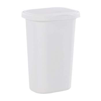 Rubbermaid 13.25 Gallon Rectangular Spring-Top Lid Kitchen Wastebasket Trash Can for Tall Trashbags, White