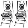 vidaXL 3 Piece Bistro Set Ceramic Tile Black and White - 3 of 4