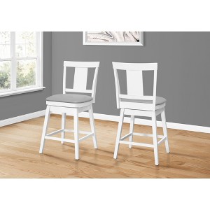 39.25"H Leather-Look & Wood Swivel Padded Curved Back Counter Height Bar Stool (Set of 2) with Footrest and Transitional Design for Kitchen - 1 of 4