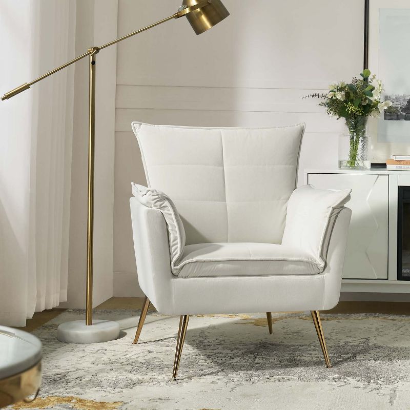 Jonat Contemporary Velvet Wooden Upholstered Armchair with Metal Legs for Bedroom and Living Room | ARTFUL LIVING DESIGN, 3 of 11